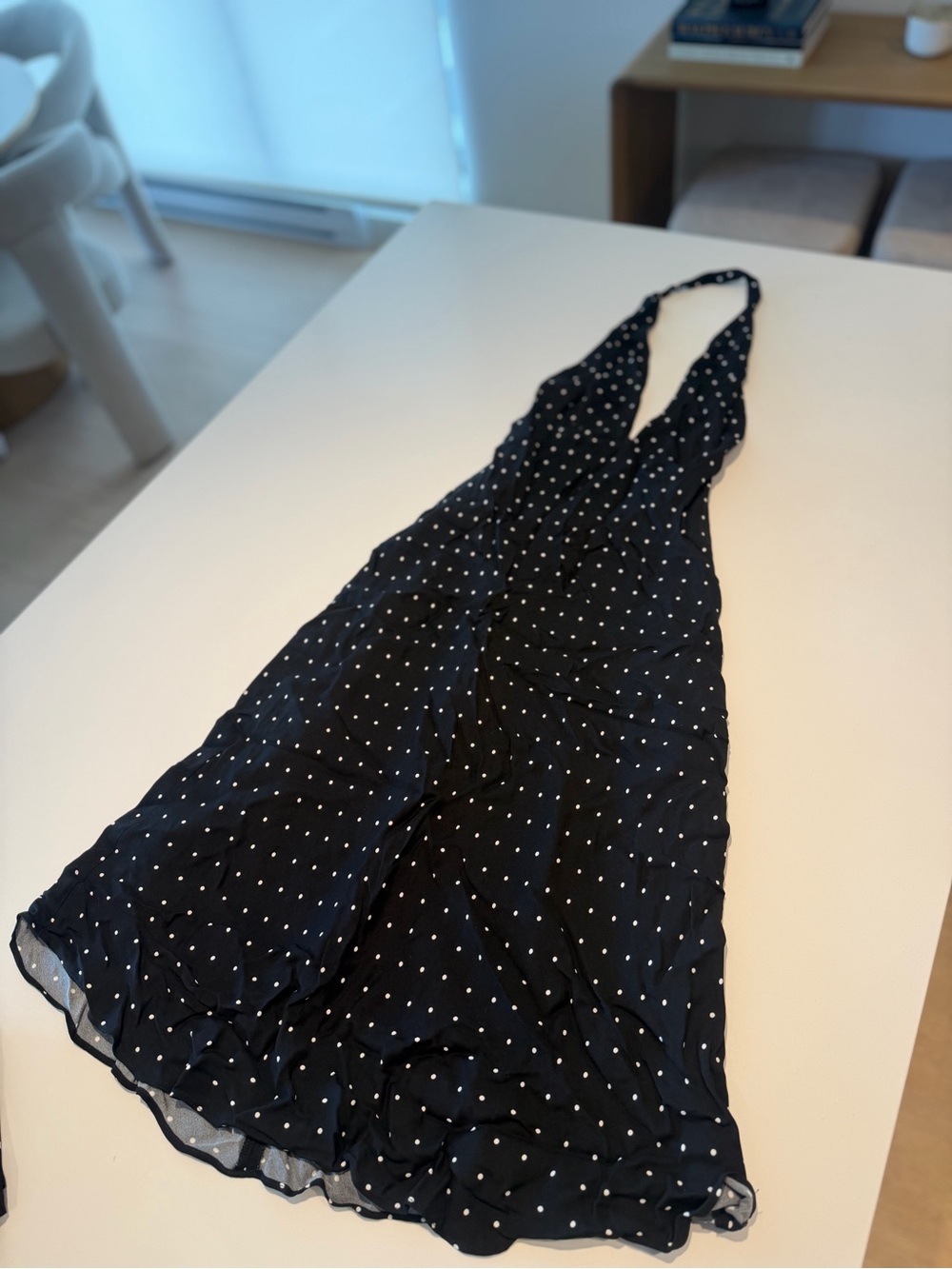 Zara Black Polka Dot Halter Midi Dress - Classic Women's Summer Dress
